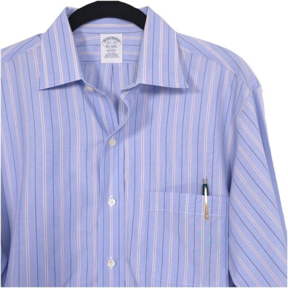 BROOKS BROTHERS Men's Shirt 15.5 - 33 REGENT AMERICAN SUPIMA COTTON Blue Striped